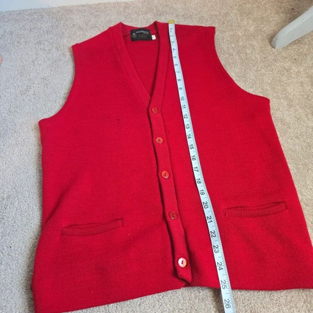 Vintage Wickbury Men’s Red Wool Sweater Vest Size L - Picture 8 of 10